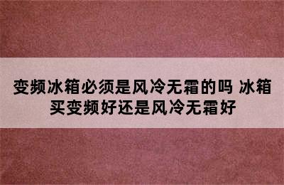 变频冰箱必须是风冷无霜的吗 冰箱买变频好还是风冷无霜好